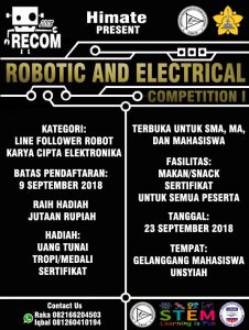 Robotic and Electrical Competition 2018 (RECOM 2018) @ Gelanggang Mahasiswa Unsyiah | Aceh | Indonesia